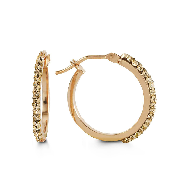 10k Rose Gold CZ Hoop Earrings