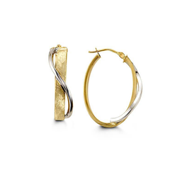 10k Yellow and White Gold Fancy Shape Hoop Earrings