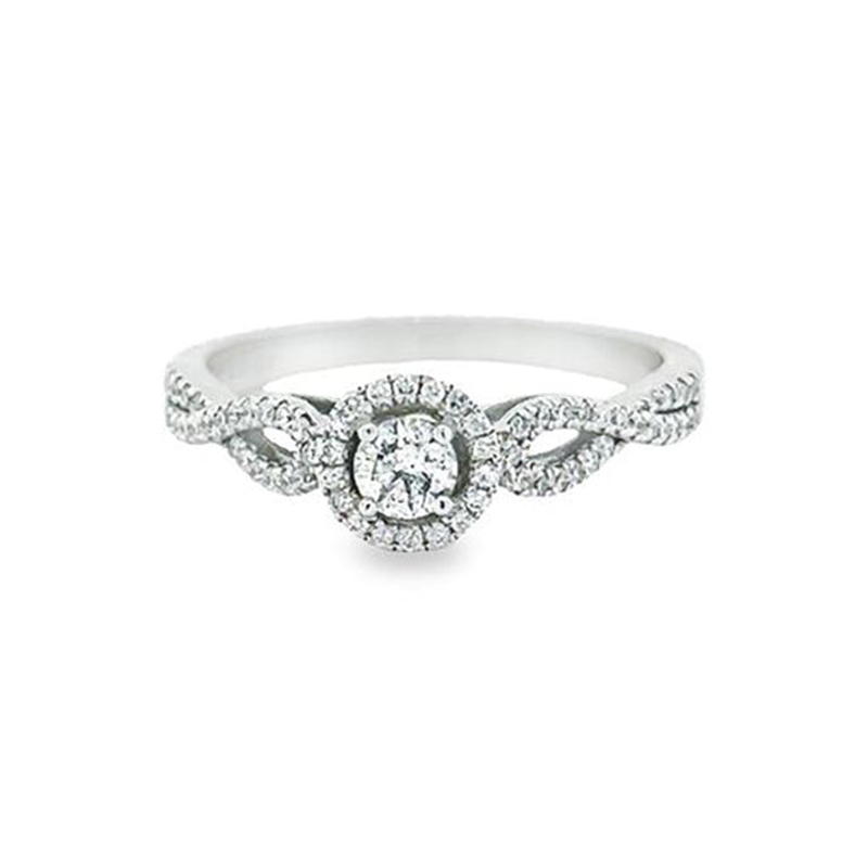 0.31TDW Canadian Diamond Halo Engagement Ring in 10K White Gold