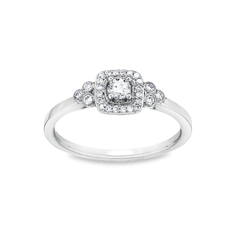 10K White Gold 0.23TDW Canadian Diamond Wedding Set