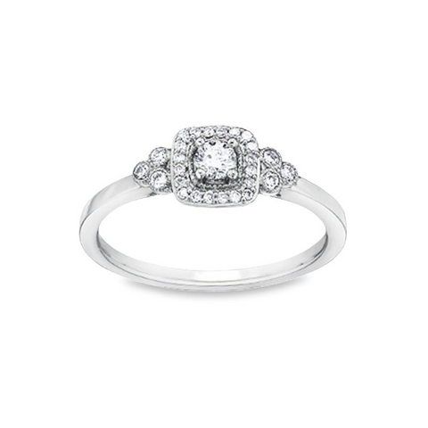 10K White Gold 0.23TDW Canadian Diamond Wedding Set