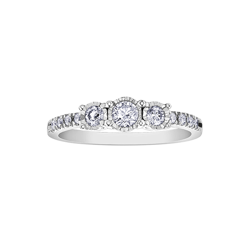 0.33TDW Diamond Illusion Wedding Ring Set in 10K White Gold