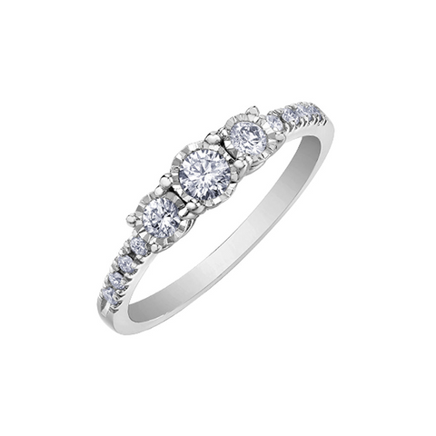 0.33TDW Diamond Illusion Wedding Ring Set in 10K White Gold