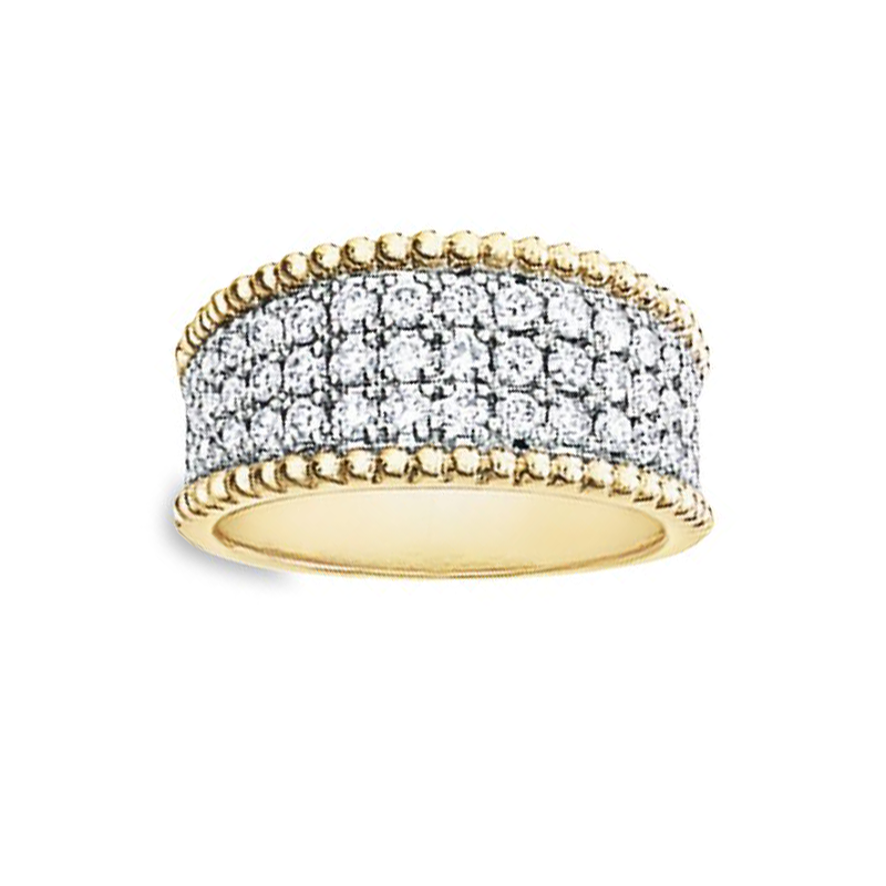 1.00TDW Glamorous Diamond Fancy Pave Band in 10K Yellow Gold