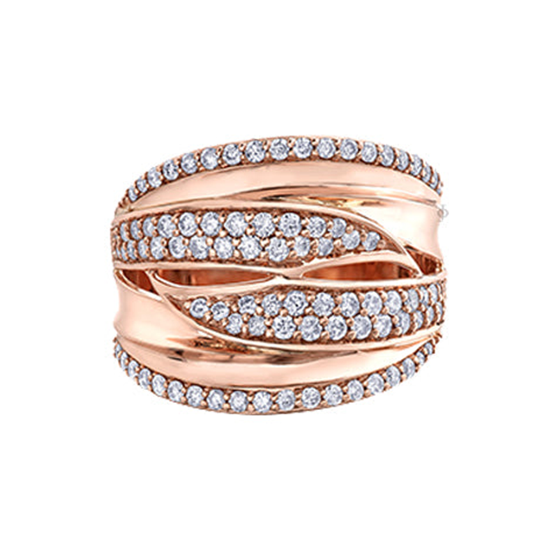 10K Rose Gold 1.00tdw Diamond Right Hand Ring