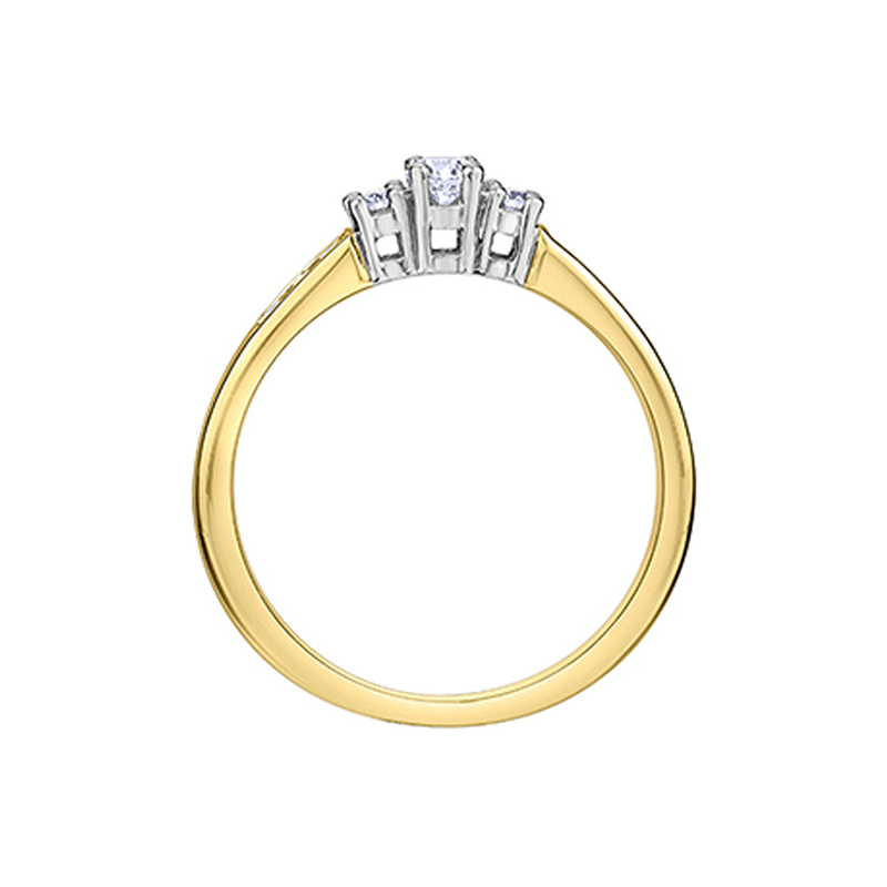 14K Yellow Gold 0.25 Carat Diamond Engagement Ring with 0.11 Carat Center Diamond