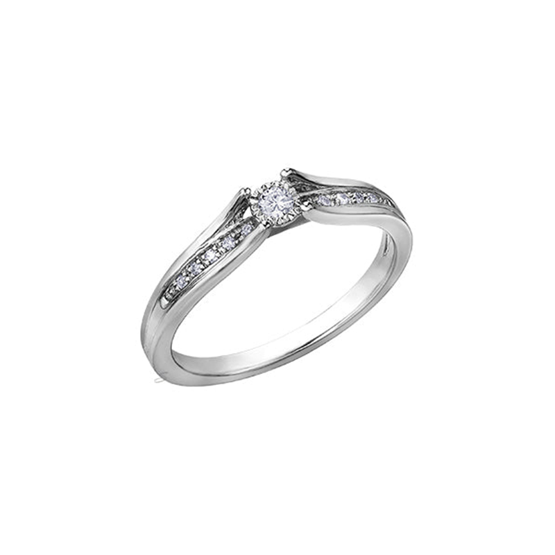 10K White Gold 0.10TDW Diamond Illusion Set Promise Ring