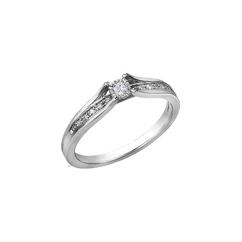 10K White Gold 0.10TDW Diamond Illusion Set Promise Ring