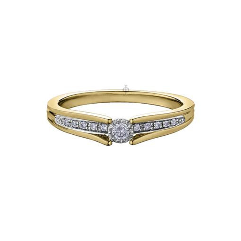 10K Yellow Gold 0.10TDW Diamond Illusion Set Promise Ring