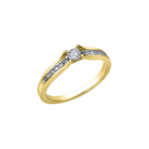 10K Yellow Gold 0.10TDW Diamond Illusion Set Promise Ring