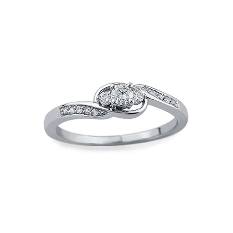 10K White Gold 0.20TDW Diamond Infinity Past Present and Future Ring