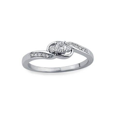 10K White Gold 0.20TDW Diamond Infinity Past Present and Future Ring
