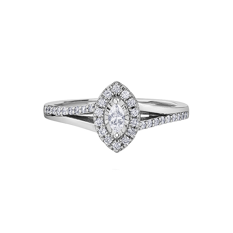 0.30TDW Marquise Diamond Engagement Ring in 10K White Gold