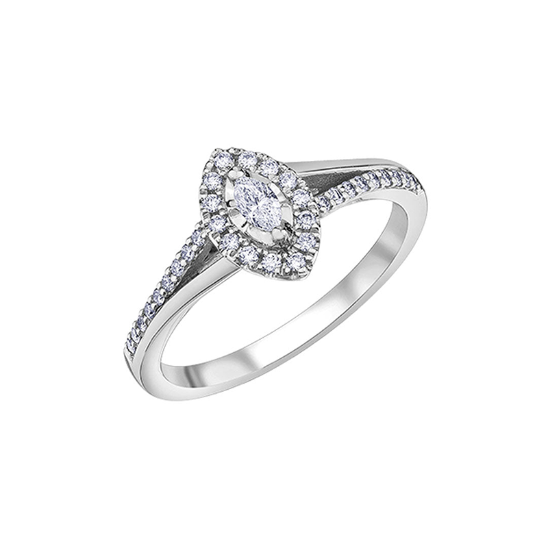 0.30TDW Marquise Diamond Engagement Ring in 10K White Gold