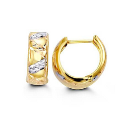 10k Yellow, White and Rose Gold Huggy Earrings