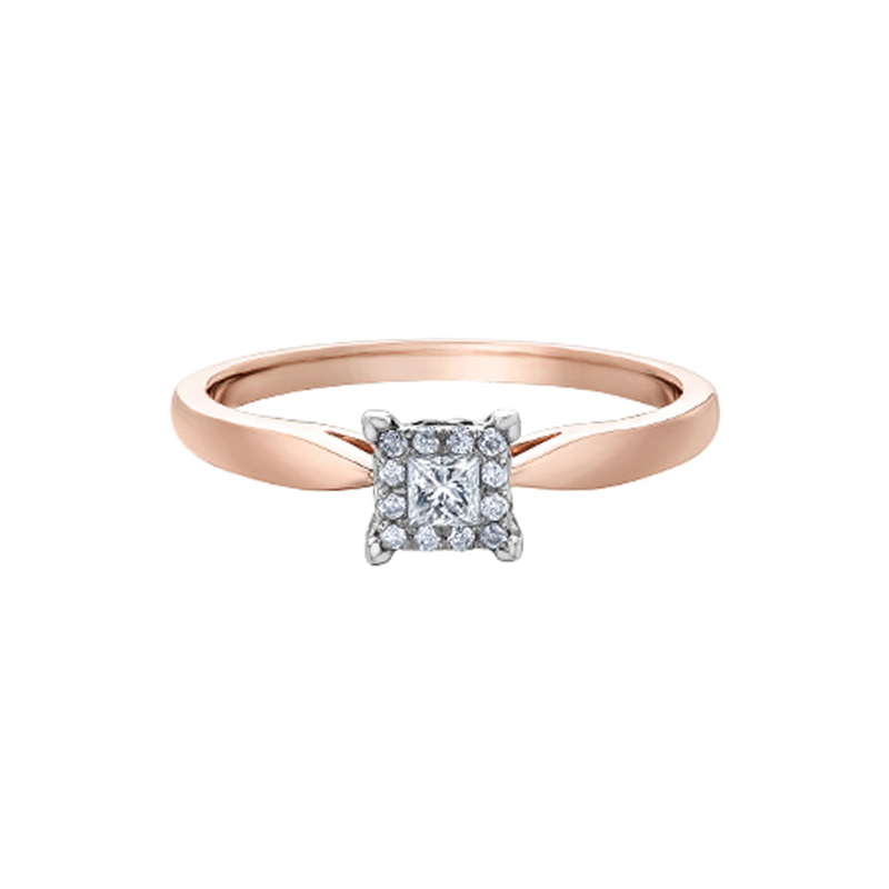 10K Rose Gold 0.13TDW Diamond Halo Ring