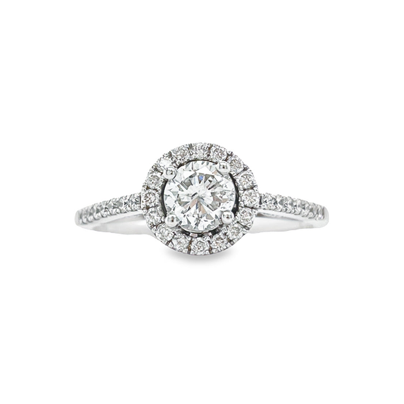 14K White Gold 0.67TDW, 0.42CT Center Diamond Engagement Ring