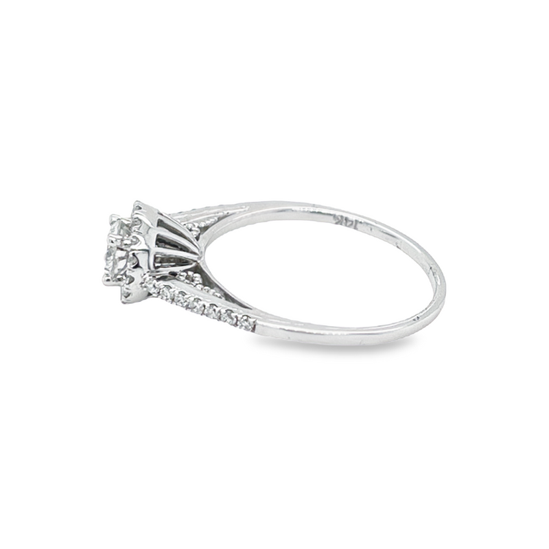 14K White Gold 0.67TDW, 0.42CT Center Diamond Engagement Ring