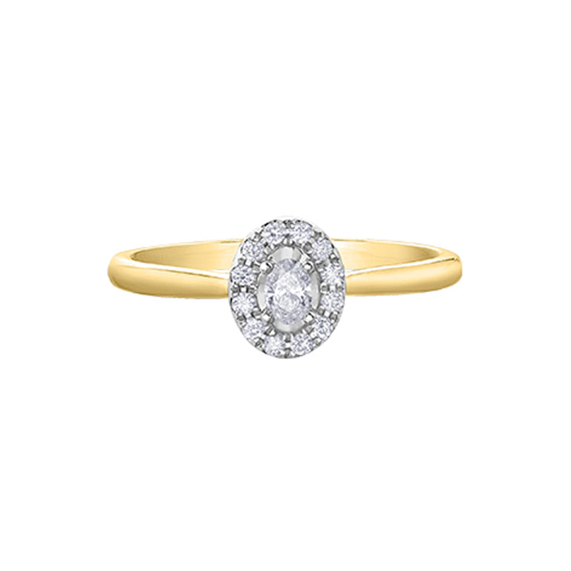 0.20TDW Oval Diamond 10K Yellow Gold Engagement Ring