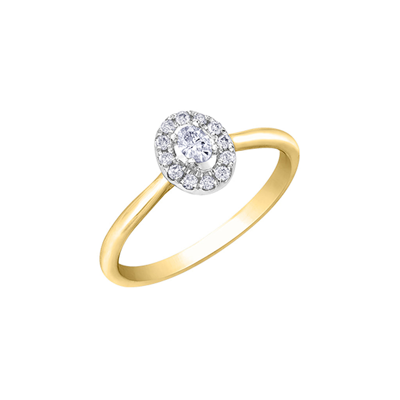 0.20TDW Oval Diamond 10K Yellow Gold Engagement Ring