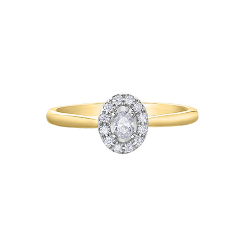 0.20TDW Oval Diamond 10K Yellow Gold Engagement Ring