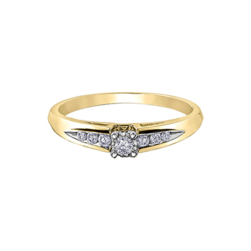 0.14TDW Diamond Engagement Ring in 10K Yellow Gold