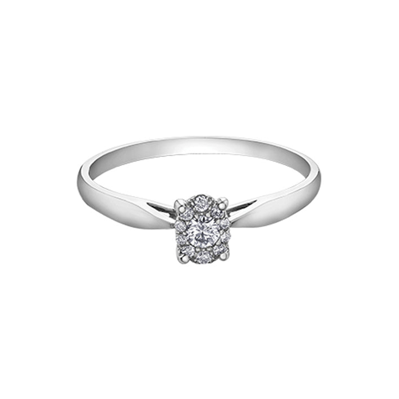 10K White Gold 0.11TDW Diamond Illusion Set Ring