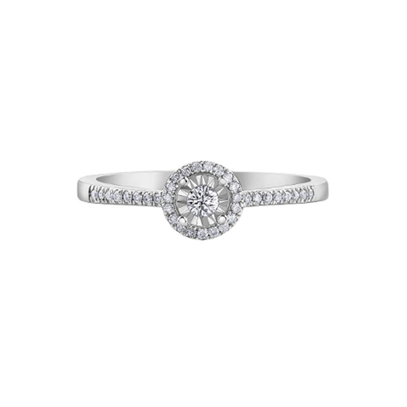 10K White Gold 0.15TDW Diamond Illusion Set Ring