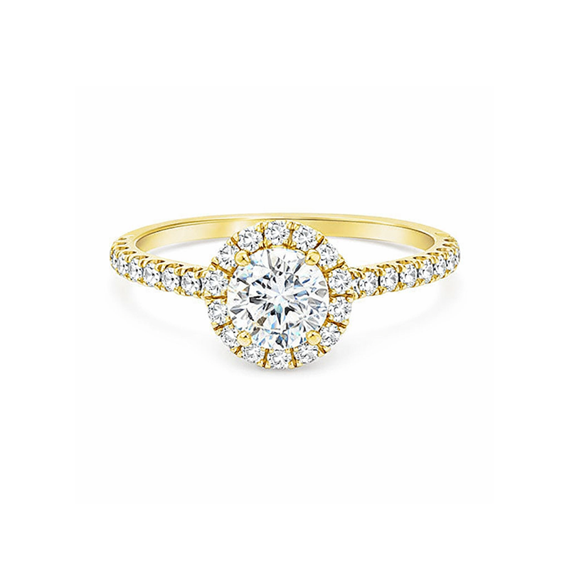 14K Yellow Gold 0.84tdw Lab Grown Halo Diamond Engagement Ring