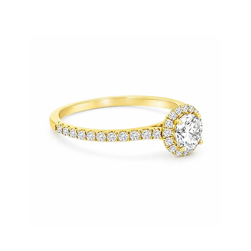 14K Yellow Gold 0.84tdw Lab Grown Halo Diamond Engagement Ring