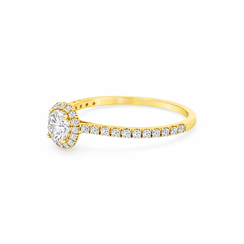 14K Yellow Gold 0.84tdw Lab Grown Halo Diamond Engagement Ring