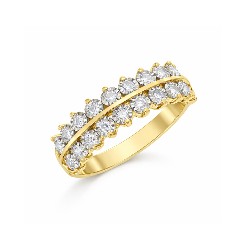 10K Yellow Gold 0.50TDW Diamond Illusion Band