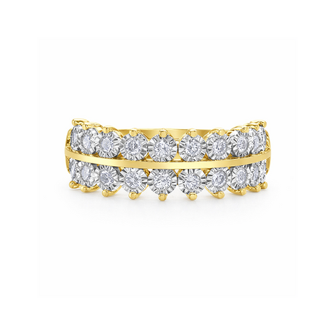 10K Yellow Gold 0.50TDW Diamond Illusion Band