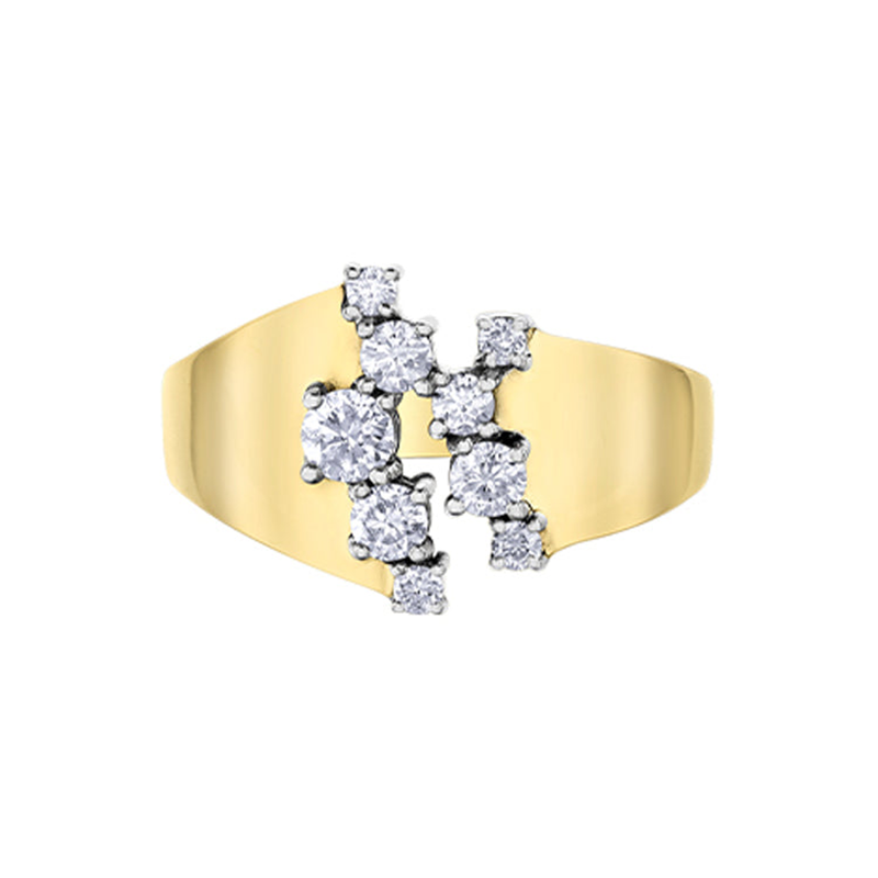 0.50TDW Diamond 10K Yellow Gold Fancy Ring