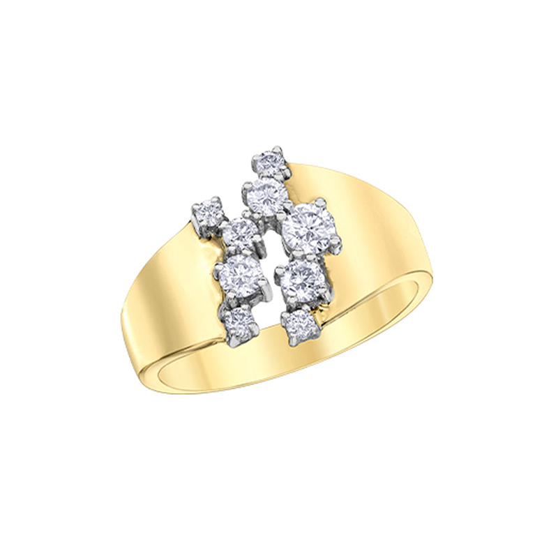0.50TDW Diamond 10K Yellow Gold Fancy Ring