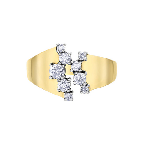 0.50TDW Diamond 10K Yellow Gold Fancy Ring