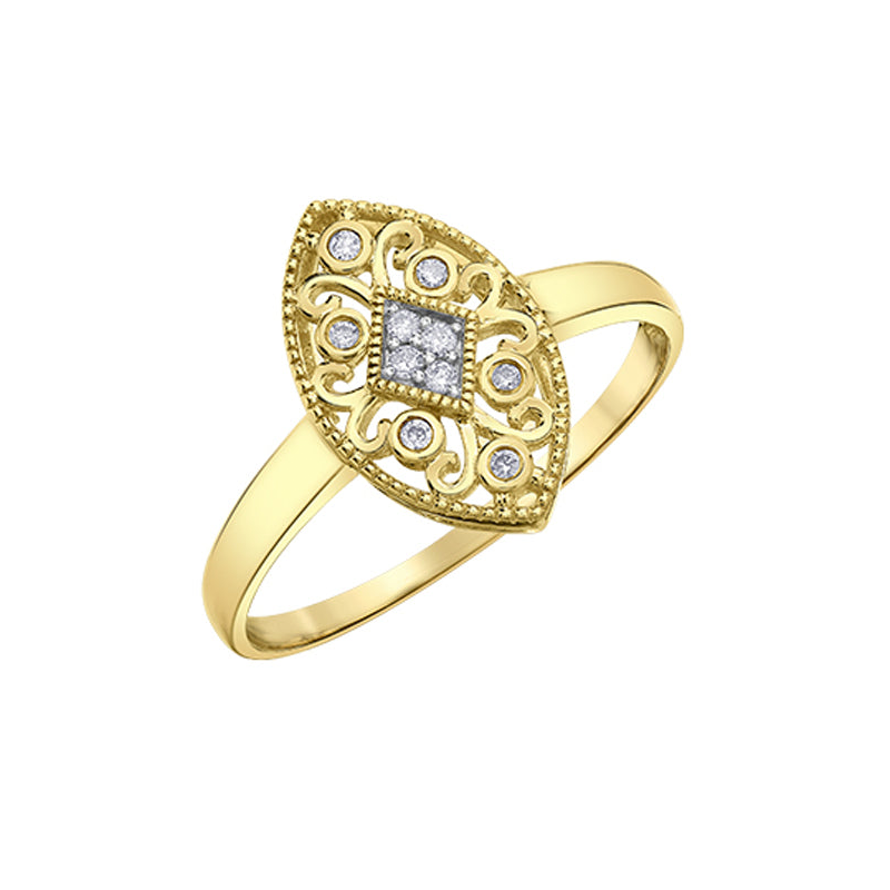10K Yellow Gold 0.05TDW Diamond Antique Style Ring