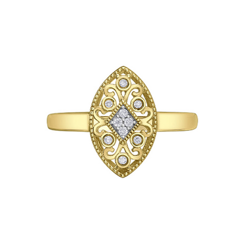 10K Yellow Gold 0.05TDW Diamond Antique Style Ring