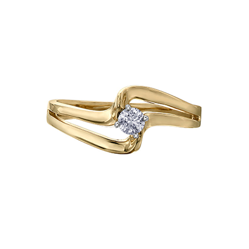 10K Yellow and White Gold 0.10TDW Canadian Diamond Ring