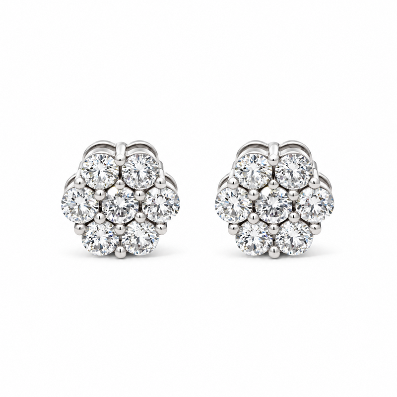 14K White Gold 2.00TDW Lab Grown Diamond Flower Earrings