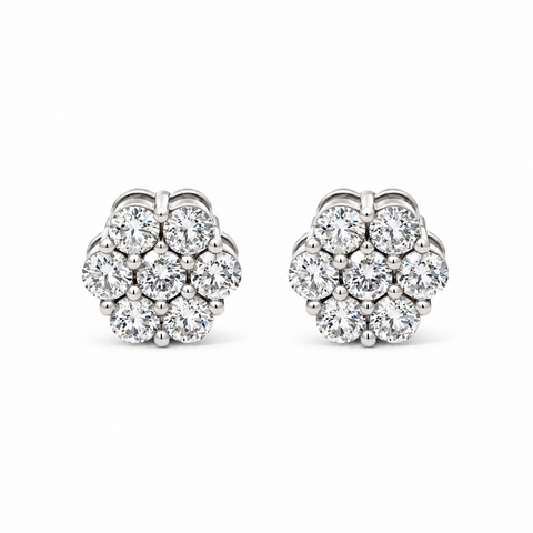 14K White Gold 2.00TDW Lab Grown Diamond Flower Earrings