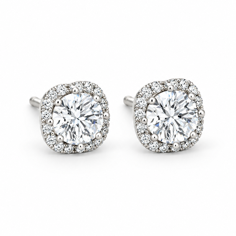 14K White Gold 1.10TDW Lab Grown Diamond Fancy Earrings
