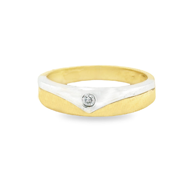 10K Yellow &amp; White Gold 0.035TDW Women's Diamond Band