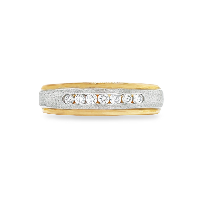 Solid 10k Two Tone Gold Women's Round Diamond Wedding Anniversary Band With 0.15TDW