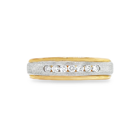 Solid 10k Two Tone Gold Women's Round Diamond Wedding Anniversary Band With 0.15TDW
