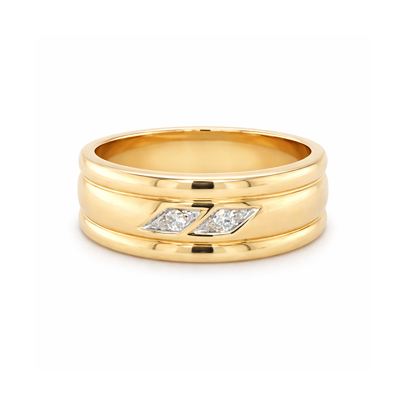 10K Yellow gold and 0.05TDW Diamond Men's Band