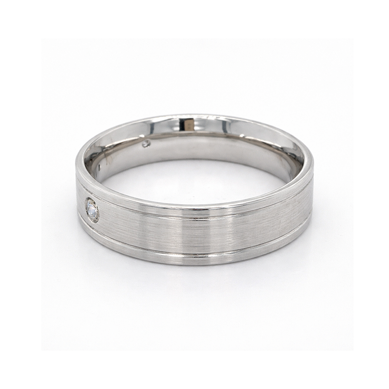 10K White Gold 0.12CT Three Diamond Ladies Band