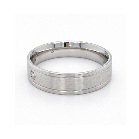10K White Gold 0.12CT Three Diamond Ladies Band