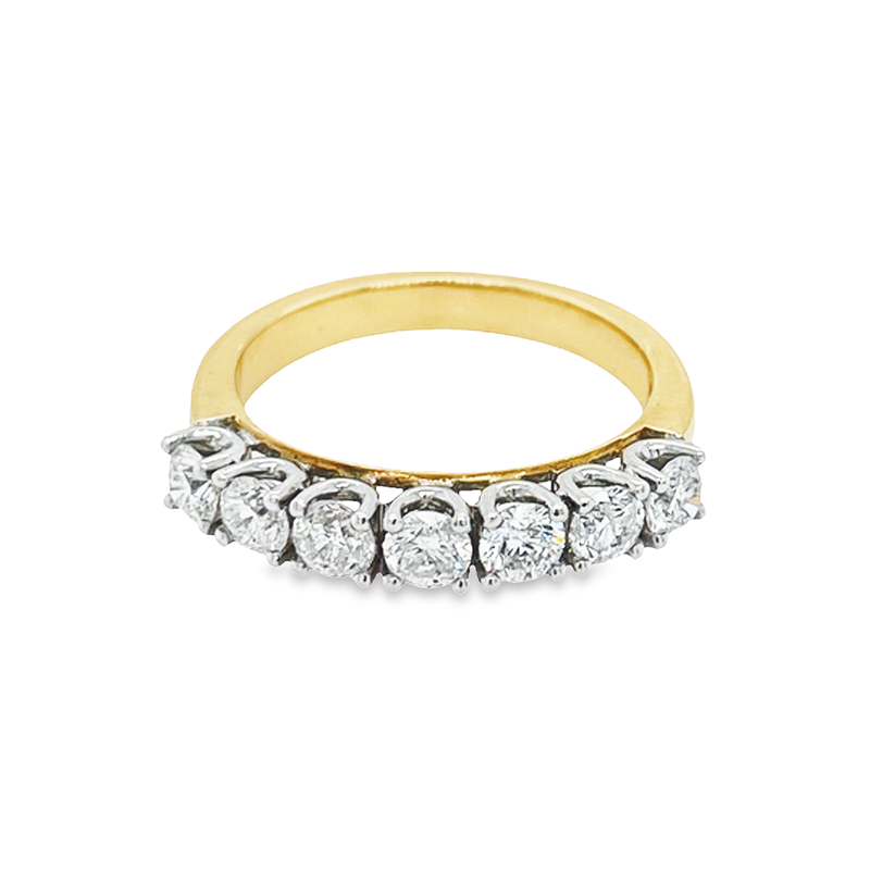 14K Yellow and White Gold 1.0CT Diamond Claw Set Anniversary Band
