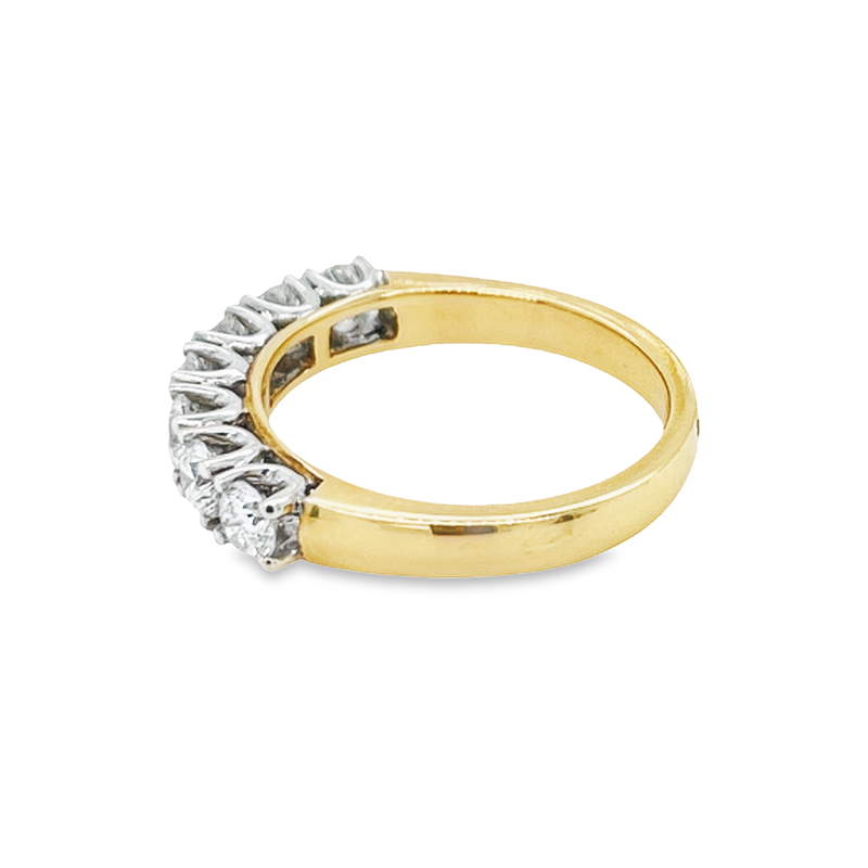 14K Yellow and White Gold 1.0CT Diamond Claw Set Anniversary Band